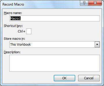 Recording a Macro (continued) 6. Click Store macro in arrow and select a location 7. Type a description and purpose 8.