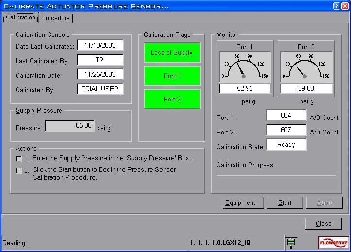Figure 7 TechCheck Calibrator (Calibrate Actuator Pressure Sensor window) To perform an actuator pressure sensor calibration: 1.