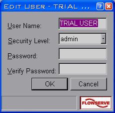 Figure 15 Security Administrator Edit User window 8. Type a name into the User Name edit box. Using the Security Level combo box, select a user level designating access permissions.