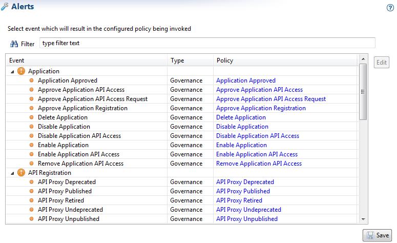7 API alerting To modify the sample policy associated with an alert, click the sample policy link next to the alert.