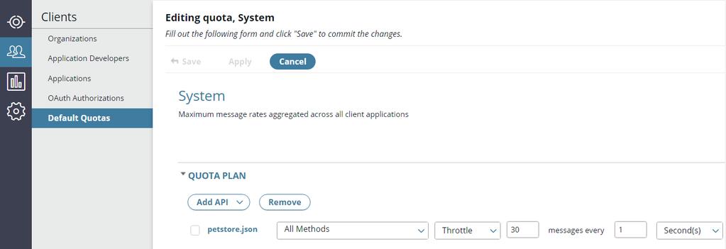 3 API management Manage system and application Default Quotas, and OAuth Authorizations.