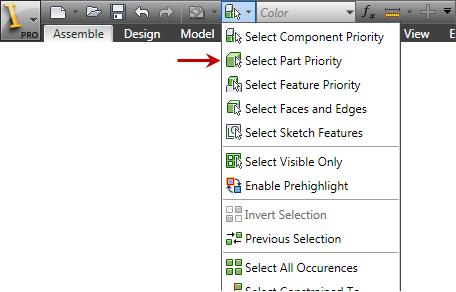 Click Select Part Priority Select the component indicated. 5.