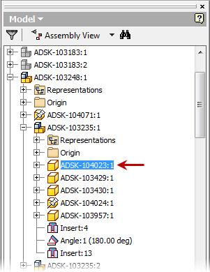 The component ADSK-104023:1 is highlighted in the browser. 6.