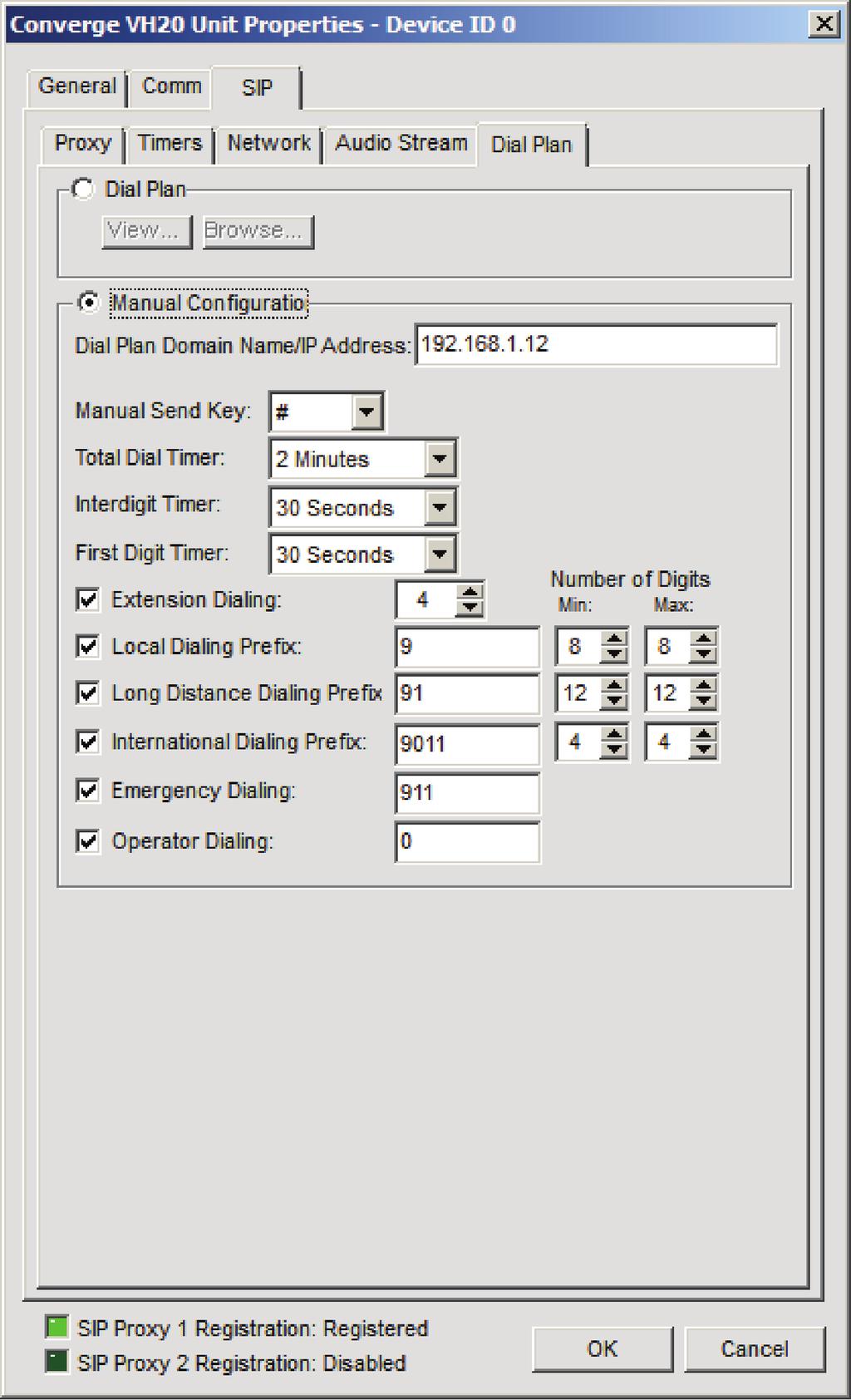 In the Dial Plan tab, confirm that extension dialing is set correctly for the extension length setup in the Call Manager.