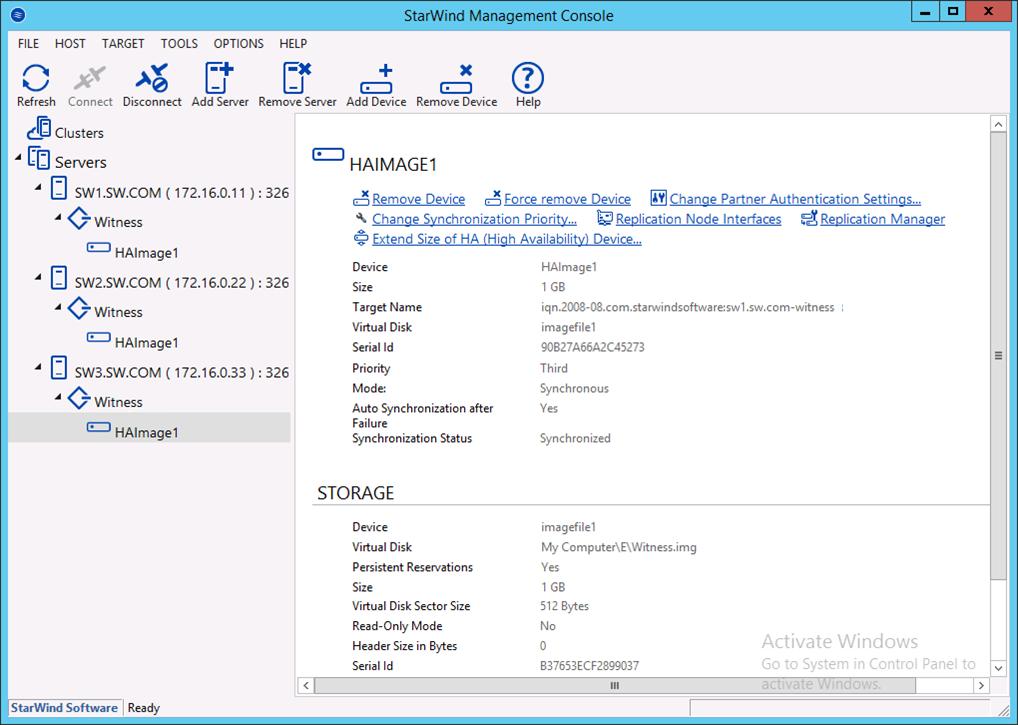27. The successfully added devices will appear in StarWind Management Console.