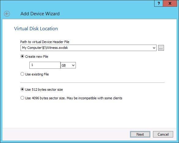 7. Specify the virtual disk location and