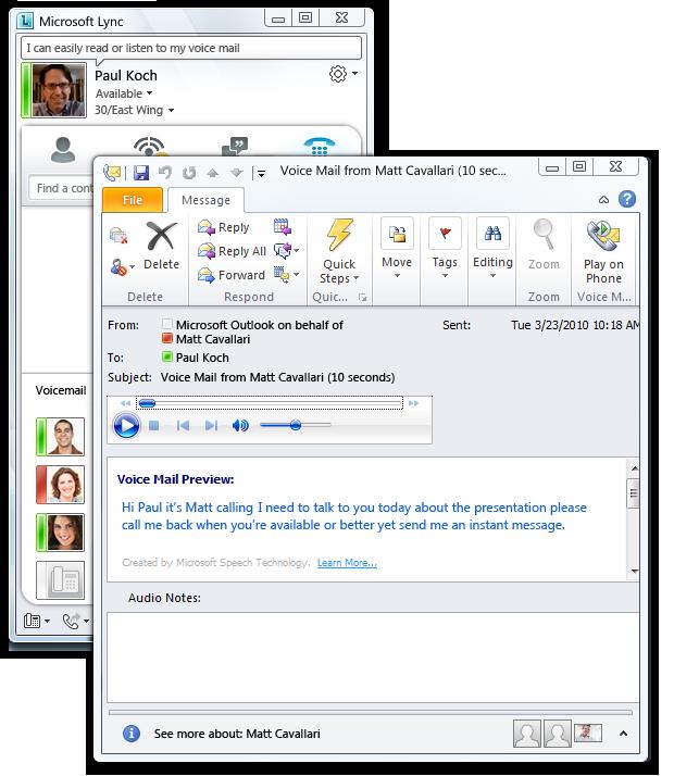 Call context As with other conversations conducted with Lync 2010, voice calls can be marked as high priority or marked with a subject that is displayed to another Lync 2010 user when receiving the