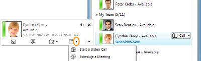 SEND EMAIL TO A CONTACT In the Lync main window, in your Contacts list, point to a contact s picture or presence indicator.