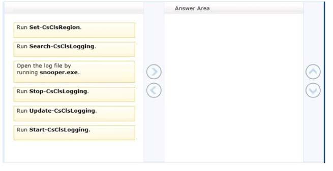 To answer, move the appropriate four actions from the list of actions to the answer area and arrange