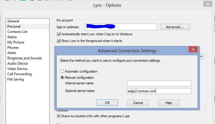 What should you do? A. Instruct the users to modify the sign-in address of the Microsoft Lync client. B. Instruct the users to modify the Advanced Connection Settings of their Microsoft Lync client.