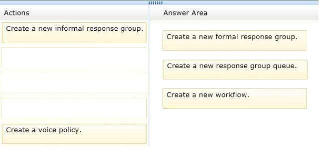 To answer, move the three appropriate actions from the list of actions to the answer area and arrange them in the