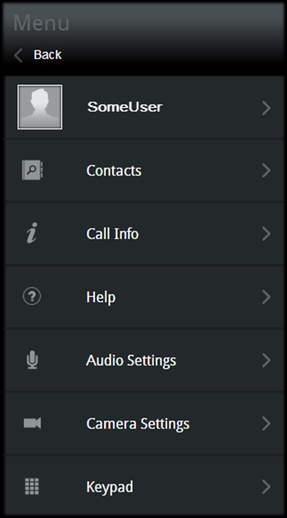 Participating in Meetings 2 Select Camera Settings >. The Camera Devices screen appears. 3 Click the Camera drop-down menu to select a different camera.