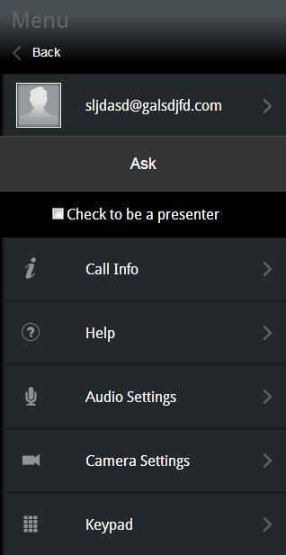 Participating in Meetings To request presenter rights: 1 Click the icon.
