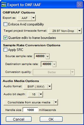 To export selected audio tracks as an AAF or OMFI sequence: 1 In Pro Tools, select the tracks you want to export. Shift-click to select multiple tracks.