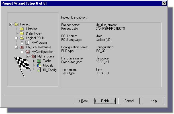 CREATING A NEW PROJECT USING THE PROJECT WIZARD DEVELOPING A SAMPLE PROJECT Figure 5: Dialog 'Project Wizard (Step 5 of 6)' for selecting the task name and type l.