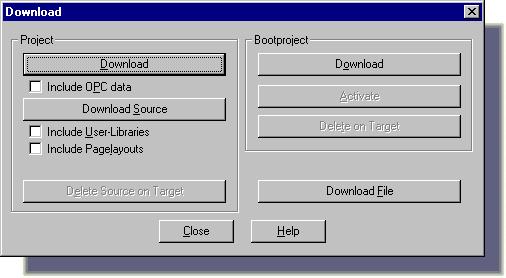 DOWNLOADING THE PROJECT TO THE PLC OR IO SIMULATION DEVELOPING A SAMPLE PROJECT Figure 48: 'Download' dialog for initiating the project download The dialog is used to start the download process.