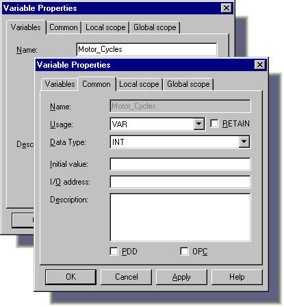 ADDITIONAL FEATURES CREATING AN USER DEFINED FUNCTION n. Double click on the blue connection point of the 'Count' input of 'Cycle_Count'. o. The 'Variable Properties' dialog appears. p. Declare the local variable 'Motor_Cycles' as follows: Figure 67: Dialog 'Variable Properties'' q.