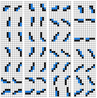 Figure 2. Twenty-eight of the 100 Dual A- and D-Patterns.