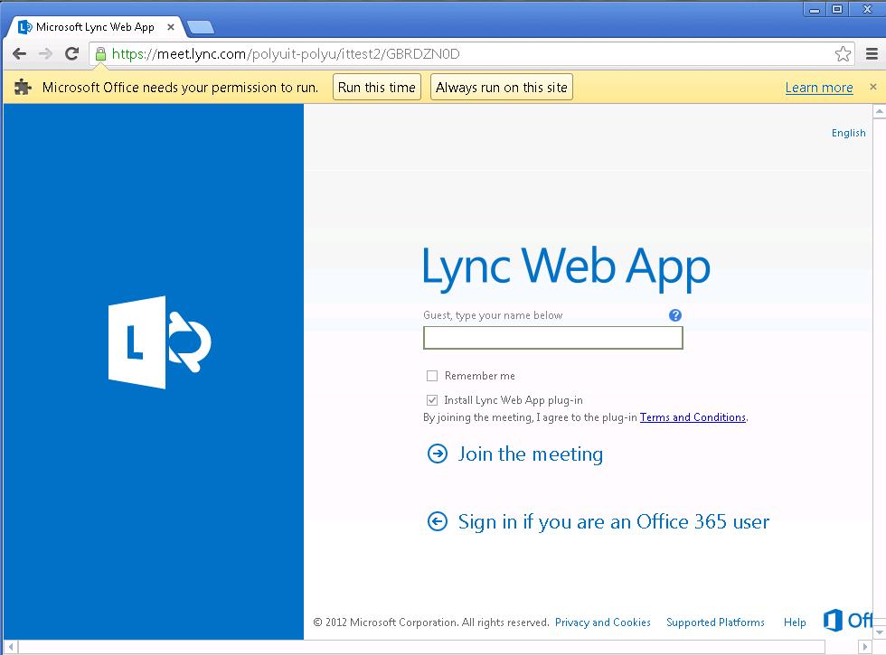 L. Joining a Lync Meeting Using Lync Web App 1.