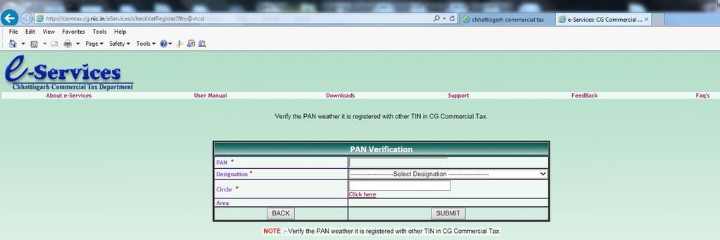 IV. Valid PAN Enter PAN which will be registered for generating the new TIN. Press Check to know the validity of PAN. A.