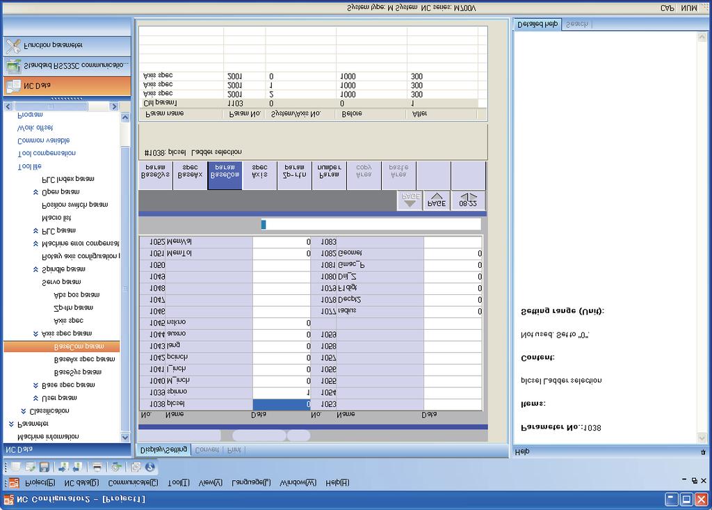 MITSUBISHI CNC 4 Basic Operation 4.3 Parameter Management M7 E70 C70 M60/M60S Select [Parameters] in the navigation tree to display the parameter screen.