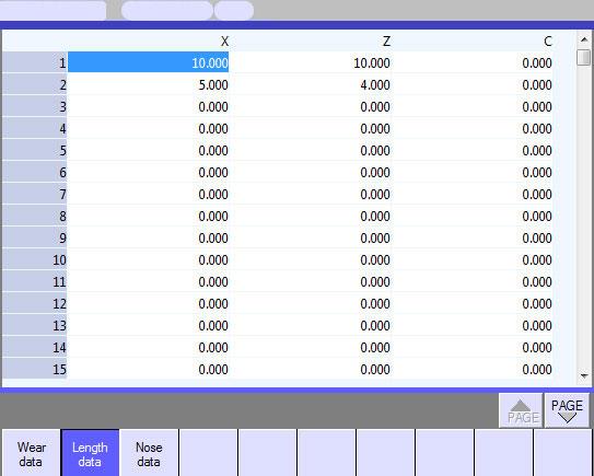 The tool compensation data of the project can be managed. The tool compensation screen consists of [Display] and [Print] and it can be switched by tab selection.