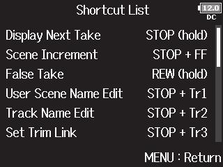 Other functions Checking the Shortcut List Checking the Shortcut List The has a shortcut feature that allows quick access to various functions.