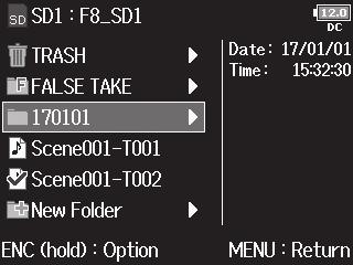 Take and folder operations Take and folder operations (FINDER) Take and folder operations (FINDER) The FINDER allows you to select and view the contents of SD cards, takes and folders, and to create