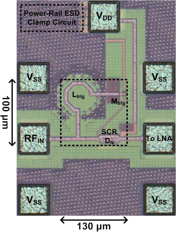 718 IEEE TRANSACTIONS ON MICROWAVE THEORY AND TECHNIQUES, VOL. 60, NO. 3, MARCH 2012 Fig. 7. Chip micrograph of test circuit D. to simulate the RF receiver under ESD stress condition.