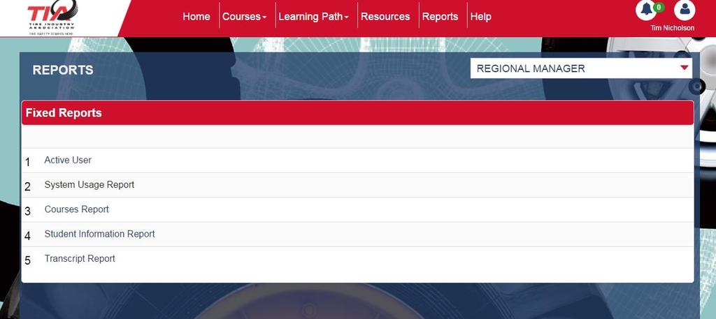 Running Reports By clicking on the Reports tab, you ll be taken to a list of reports which work the same way as the old ones. The easiest and most useful one to run is the Courses Report.