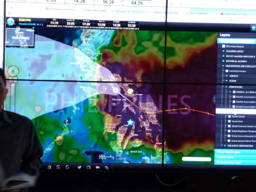 Final Report (The screen displays data provided from PDC on the movement of tropical cyclone Hagupit and the distribution of precipitation.) Figure 5.