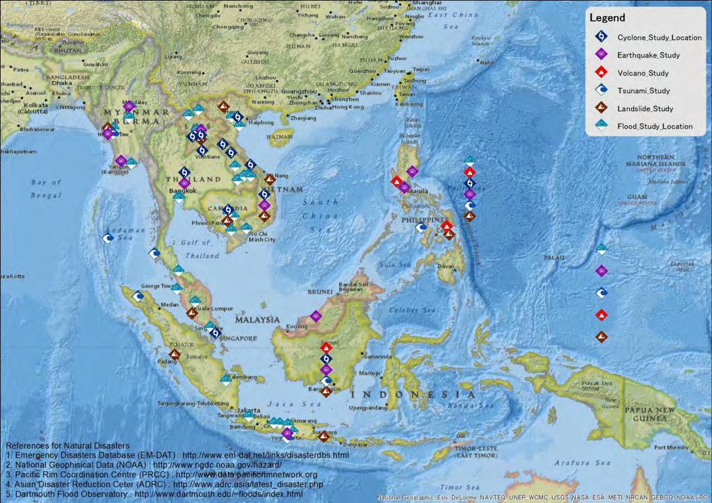 Natural Disaster Risk Assessment and Area Business Continuity Plan Formulation for Industrial Agglomerated Areas in the ASEAN Region Further, existing studies on natural disasters are summarized in