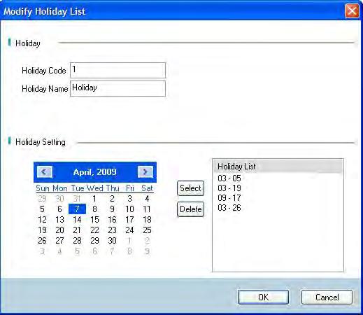 automatically. The user can add up to 30 dates to a single holiday code.