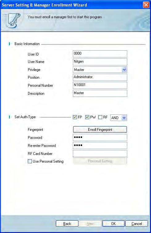 4 Administrator Registration In this screen, the administrator of