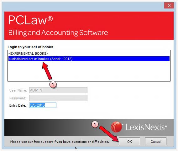 Initialize PCLaw data Note If you did not initialize the data after completing the PCLaw installation, when you open the PCLaw application, you will see an 'uninitialized set of