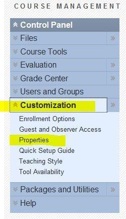 V. Make your Blackboard courses available to students 1. Go to the Control Panel within your course. This is the blue menu near the bottom left of the screen. 2.