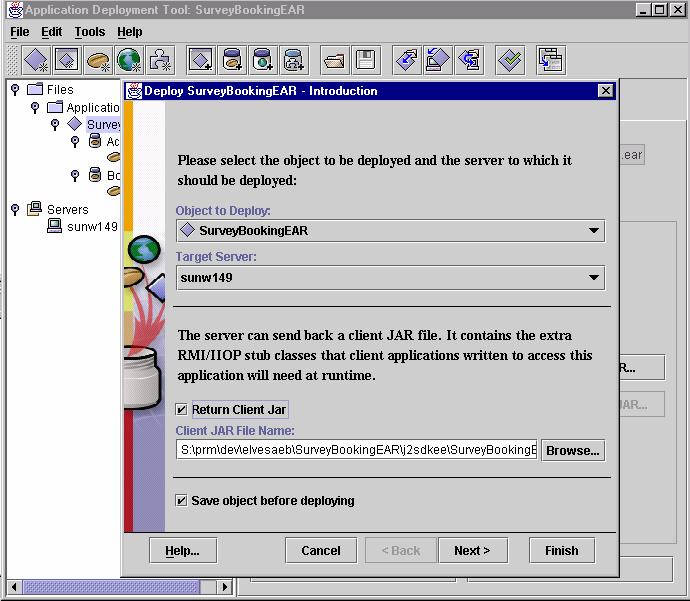 The figure above shows a view of the tool in which one can configure an EJB. As can be seen, the tool supports both remote and local interfaces.