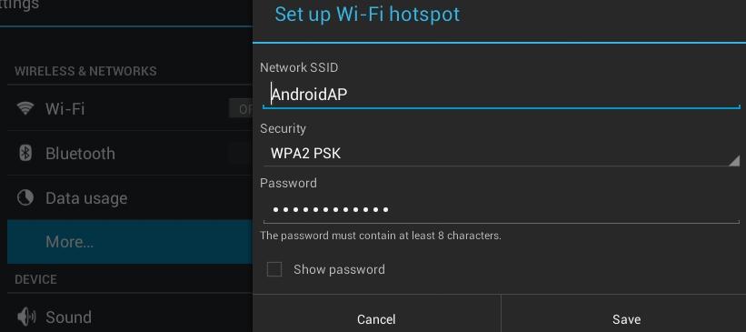 When hotspot is set up, there will be an icon appearing, like this, the Wi-Fi signal is surrounded by a white