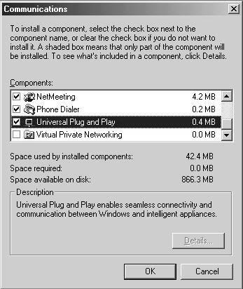 Add/Remove Programs: Windows Setup: Communication 3 In the Communications window, select the