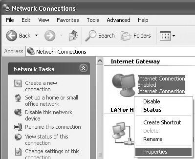 Chapter 8 Home Networking 2 Right-click the icon and select Properties.