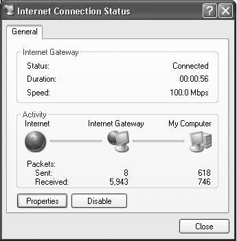 Chapter 8 Home Networking 7 Double-click on the icon to display your current Internet connection status.