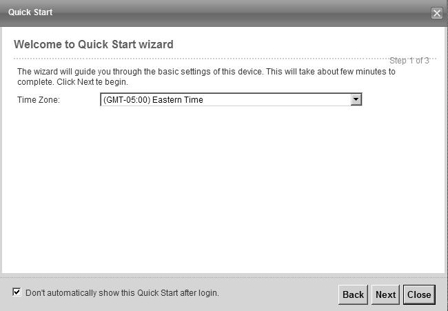 CHAPTER 3 Quick Start 3.1 Overview Use the Quick Start screens to configure the Device s time zone, basic Internet access, and wireless settings.