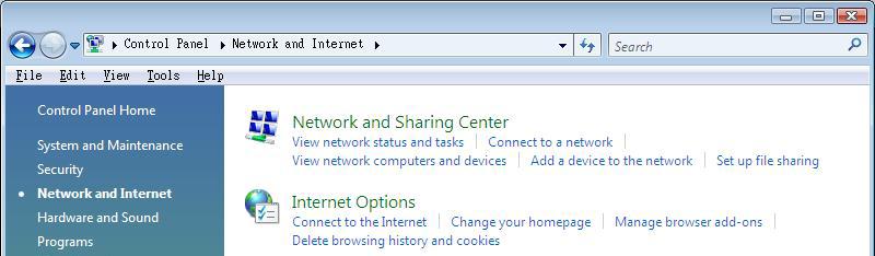 Figure 172 Windows Vista: Control Panel 3 Click Network and