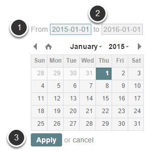 Select required date range from the calendar 1. Point to the From filed and select the required starting date from the calendar or add it manually 2.