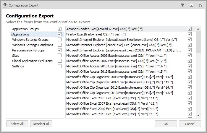 Export a Personalization XML Template 1 In the Personalization console of Environment Manager, connect to the database that contains the configuration you want to export.