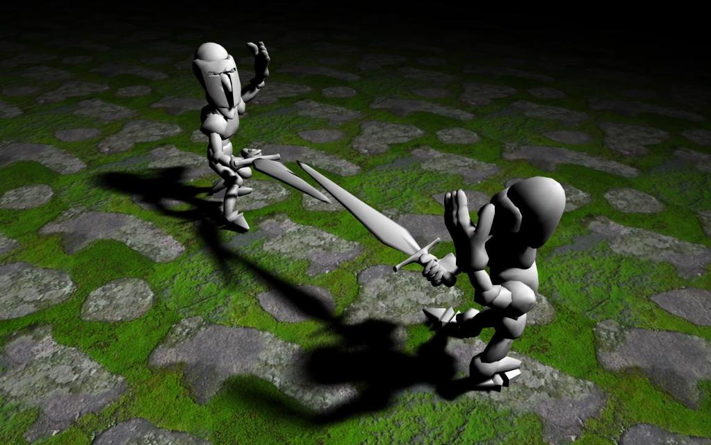 First, the scene geometry is rasterized into multiple shadow maps with one shadow map per point light.