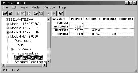 CHAPTER 6. MODEL AND MODEL SUMMARY OUTPUT model to open the Analysis Dialog Box (or select an estimated model and from the Model Menu select Cluster) and open the Residuals Tab.
