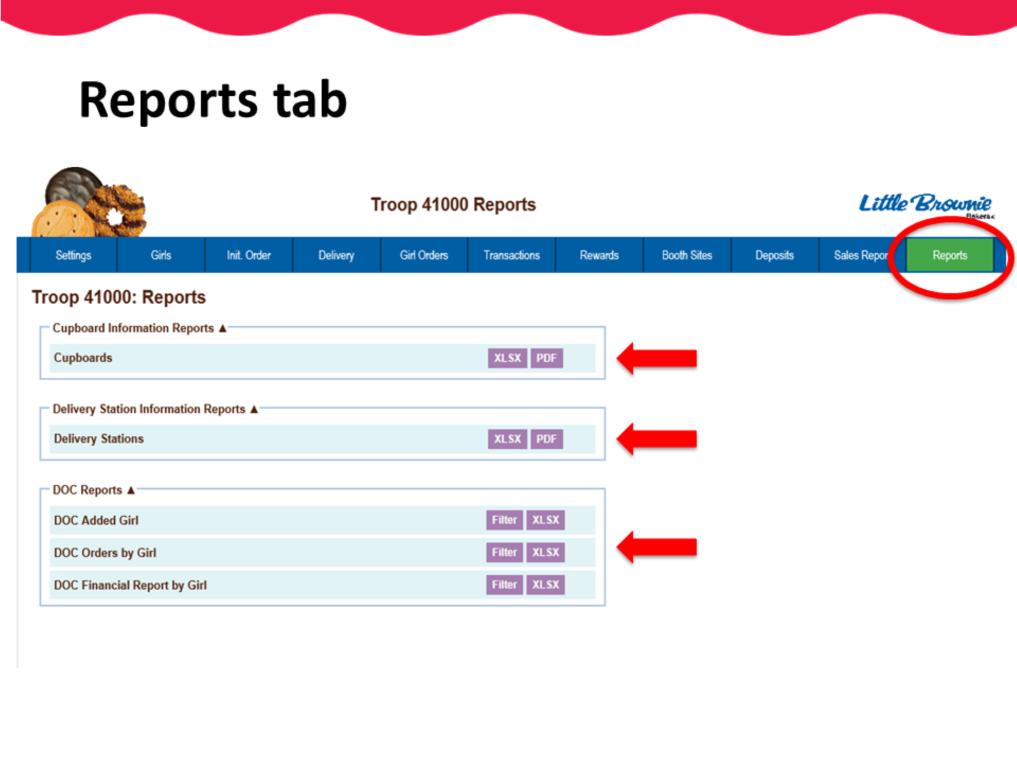 On the Reports tab, there are many useful reports, most can be viewed as an Excel document or as a PDF.