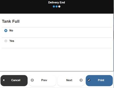 Deliveries Enter the number of charges to be added to the delivery. Touch on the CHECK MARK button to accept the entered value and exit the screen, or the X button to cancel.