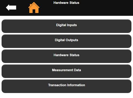 9.4. Hardware Status Selecting the Meter HARDWARE STATUS option displays the Hardware Status menu.